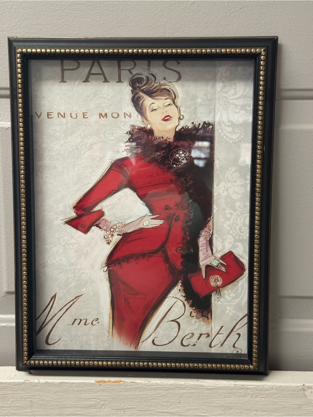 Framed Parisian Fashion Wall Art - Red 14” X 17”